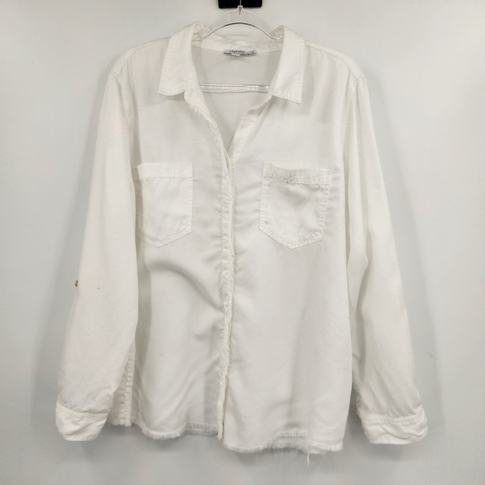 Chicos 4 Long Sleeve Button Front Shirt Womens Size XXL White